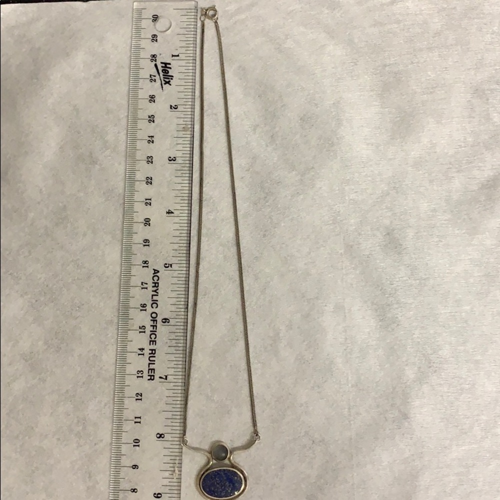 lapis moonstone silver necklace vintage 90s
